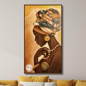 African Woman Wall Art, African American Art, Home Decor, African Woman Canvas Print, African Wall Decor, Black Woman Make Up Home Decor Art
