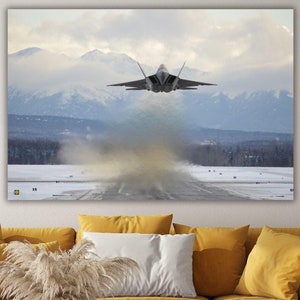 F-22 Raptor Canvas Wall Art, Fighter Jets Ready to Hang Canvas Wall Art, Huge Canvas, Aircraft Wall Print, F22 Figther Printing, F22 Poster