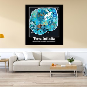 Terra Infinita Map Art, Flat Earth Map High Resolution Wall Art - Extra Terrestrial Science Proof Antarctica Hyperboreia Beyond The Icewall