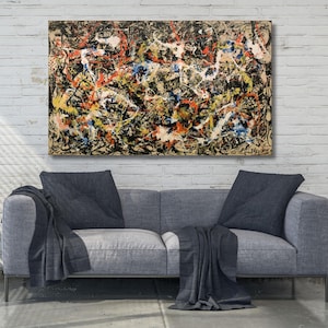 Jackson Pollock Ready to Hang Art, Extra Large Wall Art, Abstract Wall Art, Home and Living Room Decor, Jackson Pollock Art Convergence Art