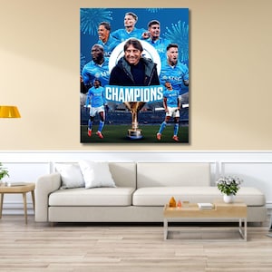 AGAIN Serie A 2024/2025 Champions SSC Napoli Poster Quality Print Canvas Wall Art, Napoli Poster Man Cave Soccer Game SSC Napoli Fan Gift