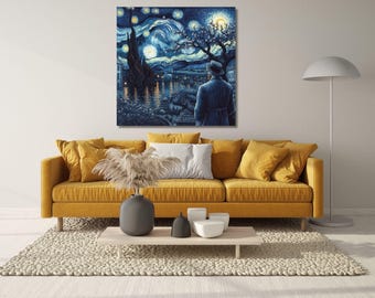 The Starry Night Canvas Vincent Van Gogh Canvas Wall Art, Her Gift for Home Gift The Starry Night Print, Canvas Arts, Vincent Van Gogh Art
