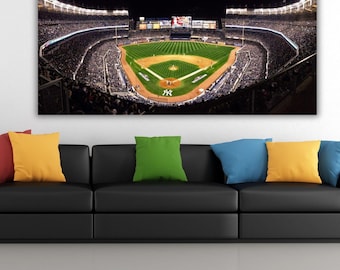 Yankee Stadium Print Black and White Ready to Hang Canvas, Yankees Baseball Print, New York Gifts, New York Baseball, Baseball Decor ,Poster
