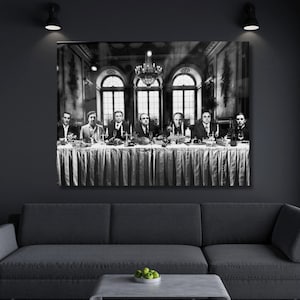 Last Supper Gangsters Ready to Hang Wall Art,Gangsters Poster,Canvas Wall Art,Joker Poster,Scarface Canvas Wall Art,Luxury Canvas Wall Art