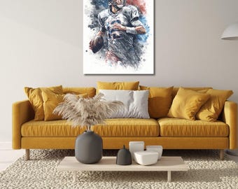 Tom Brady Print, Tom Brady Canvas Framed Wall Art , Tom Brady Poster, Football Print, Sports Wall Art, Man Cave, Gift, Kids Room Decor Art