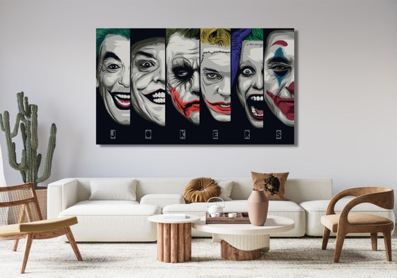All Joker Canvas,joker Wall Art,joker Portrait,comic Poster,poker