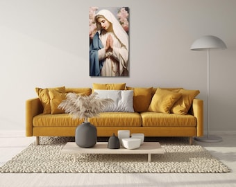 Pôster de Nossa Senhora, Pintura da Virgem Maria, Impressão Cristã, Pôster de Oração Cristã, Presente Católico para Imprimir, Arte em Tela Pronta para Pendurar