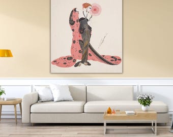 Pink Lady By Erte Ready to Hang Canvas Wall Art, Quality Print, Erte Poster Canvas Art Home Decor Art , Erte Painting , Vintage Fashion Arts