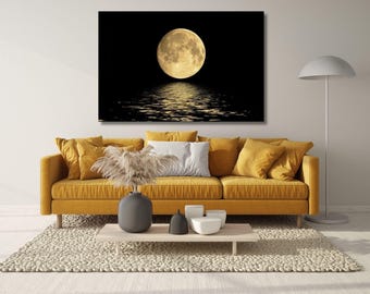 Full Moon,Night and Sea Poster Moon at Night Moon Art Moon Canvas Moon Decor Moon Home Decor Moon Photo Moon Painting Moon Wall Art Universe