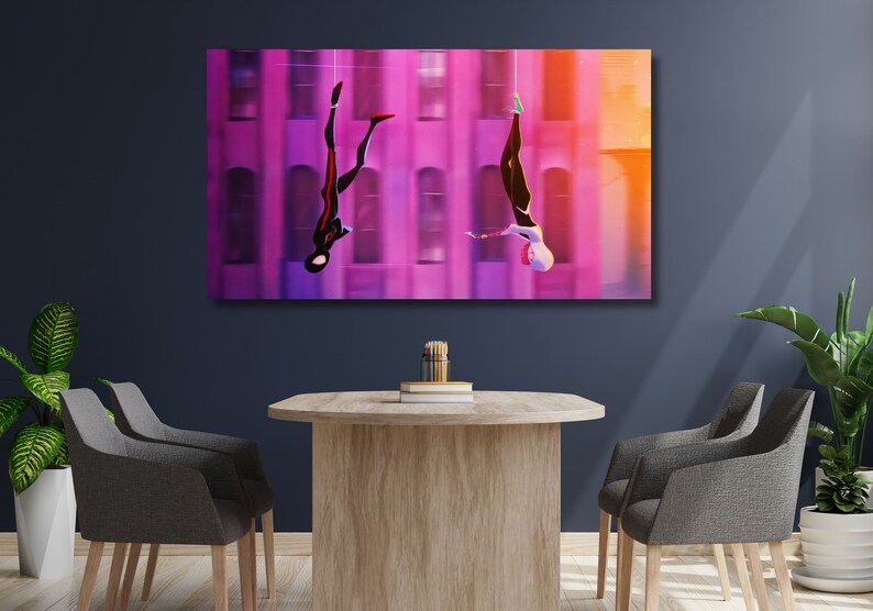 Spiderman-and-Gwen-Stacy-Together-Spider-Man Across The Spider-Verse Poster Canvas,Spider-Man Across The Spider-Verse Poster,Kids Room Decor image 2