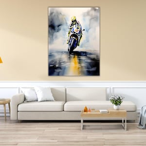 Valentino Rossi Ready To Hang Canvas Wall Art,Kids Gift,Moto GP Superbike Poster Prints,Man Cave Decor, Valentino Rossi, MotoGP POSTER Print