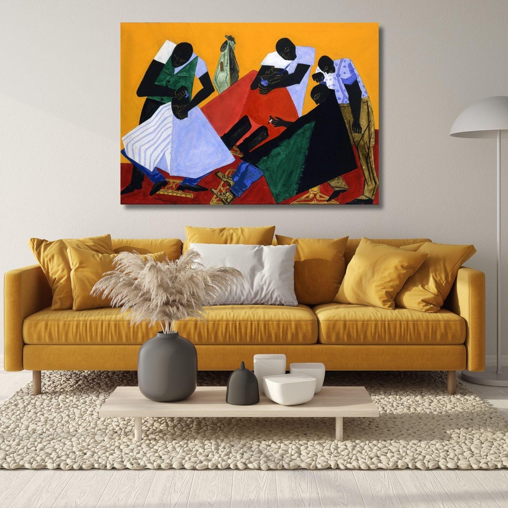 The Barber Shop by Jacob Lawrence Ready to Hang Canvas Quality