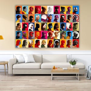 Avengers Characters Ready to Hang Canvas Print,Superhero Canvas Wall Art, Movie Poster, Avengers Prints, Kids Room Poster, Gifts For Kids