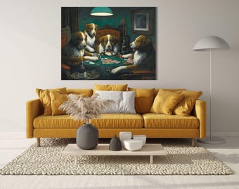 Poker Game 1894 by Cassius Marcellus Coolidge,Dogs Poker Painting,Dogs Playing Poker, Famous Painting, Famous Poster, Canvas Art, Poker Dogs