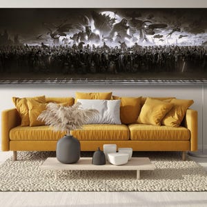 Black &White 150 Movie Characters Ready To Hang Canvas, Blockbuster Fine Art Panorama Print, Canvas Art Prints, Movie Pano on Canvas Print
