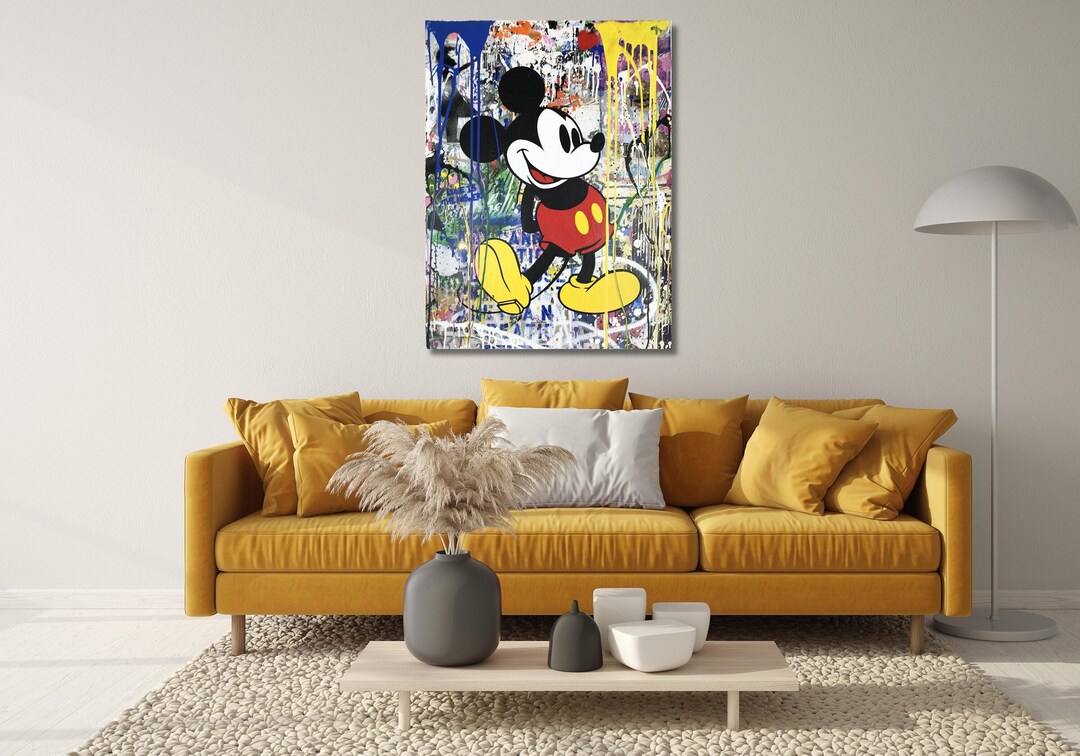 Mickey Mouse Canvas Middle Finger Poster,banksy Graffiti Canvas