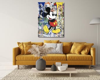 Mickey Mouse Canvas Middle Finger Poster,banksy Graffiti Canvas
