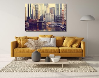 Arte en lienzo de Chicago, arte de Illinois, decoración urbana de gran formato, arte mural de Chicago, fotografía de Chicago, arte de gran formato, póster de Chicago