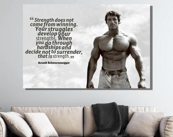 Arnold Schwarzenegger Poster Ready to Hang Canvas, Arnold Poster,Inspirational Quote Canvas, Gym Poster, BodyBuilding Wall Art,Man Cave Art