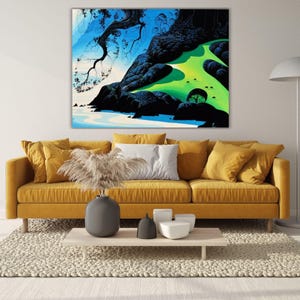 Coastal Paradise By Eyvind Earle Ready to Hang Canvas Wall Art, Quality Print, Eyvind Earle Wall Art, Vintage Wall Art ,Landscape Wall Art