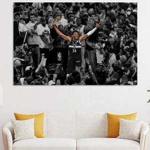 Giannis Champions Poster, Giannis Antetokounmpo Canvas, Giannis Antetokounmpo Decor Shots ,Giannis Sports Basketball Star Signed by Giannis