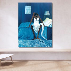 Blue Monday By Annie Lee Ready to Hang Canvas Quality Print Wall Art, Annie Lee Poster Canvas Home Decor Art, Black Woman Canvas Wall Art