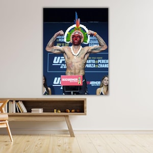 UFC 307 World Champion Alex Pereira Ready to Hang Canvas Wall Art , Framed Canvas Wall Art , High Quality , 4K Picture , All Sizes Available