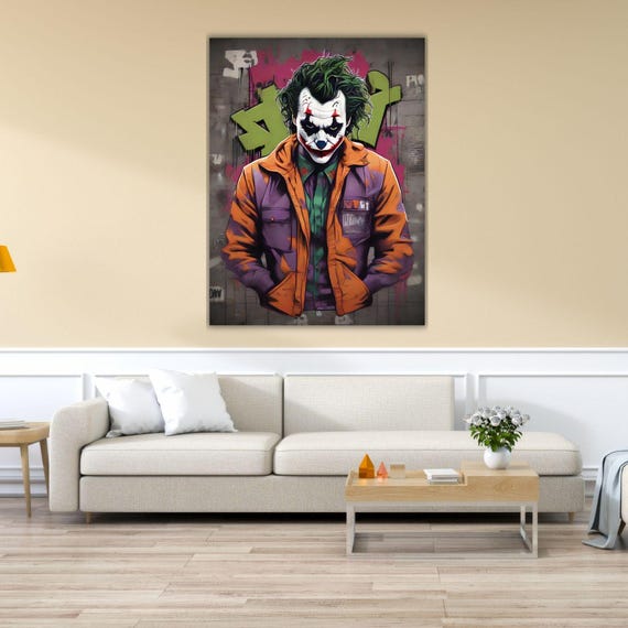 Joker Ready to Hang Canvas Wall Art,joker Poster, Wall Decor