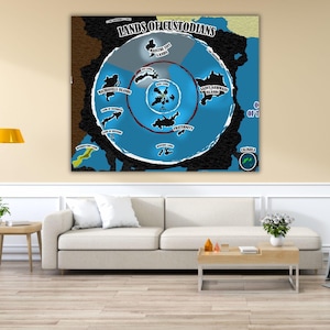 Terra Infinita Print Poster, Flat Earth Map High Resolution Canvas,Extra Terrestrial Science Proof Antarctica Hyperboreia Beyond The Icewall