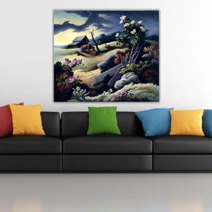 June Morning By Thomas Hart Benton Ready to Hang Canvas Wall Art,Quality Print,Thomas Hart Benton Print Home Decor American History Wall Art
