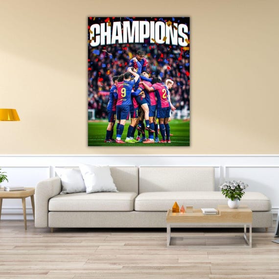 Barcelona Poster, 2025 LA Liga Champion FC Barcelona Canvas Wall