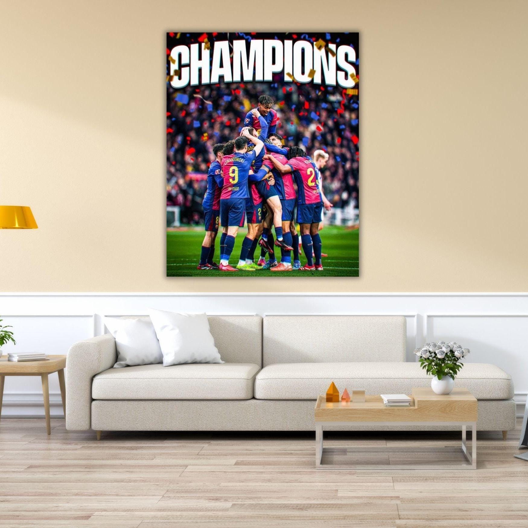 Barcelona Poster, 2025 LA Liga Champion FC Barcelona Canvas Wall