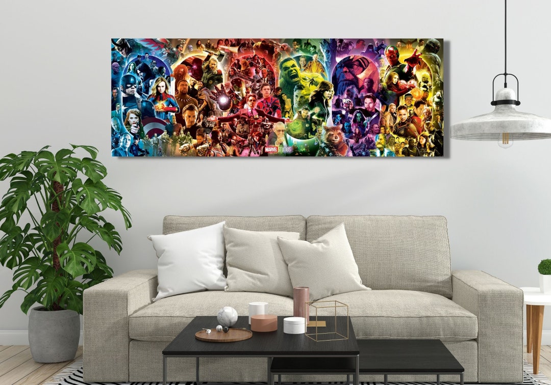All Marvel Characters Panorama Poster Canvas Wall Art Print Movie ...