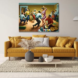 The Twist Dance By Thomas Hart Benton Ready to Hang Canvas Art, Quality Print,Thomas Hart Benton Poster Home Decor American History Wall Art
