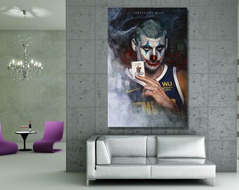 MVP Nikola Jokic Leinwand Wandkunst, Joker Nikola Jokic Poster, Sport gerahmter Druck, Vintage Basketball Poster, Joker Wandkunst, fertig zum Aufhängen