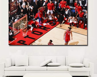 Kawhi Last Shot Canvas Wall Art,Kawhi Leonard Poster,Kawhi Canvas Print,Man Cave Art Decor,Game Room Decor,Kawhi Toronto Raptors Canvas Art