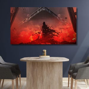 Darth Vader Effect Canvas, Star Wars Darth Vader Poster, Darth Vader Canvas, Star Wars Black and Red Art, Red Starwars Print,Ready To Hang