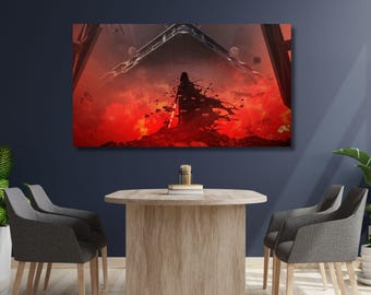 Darth Vader Effect Canvas, Star Wars Darth Vader Poster, Darth Vader Canvas, Star Wars Black and Red Art, Red Starwars Print,Ready To Hang