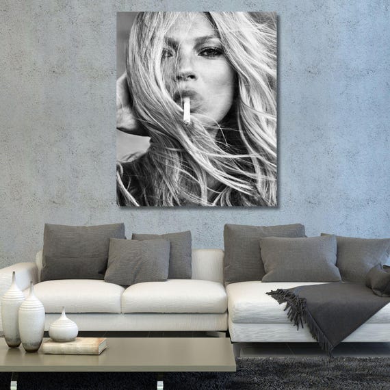 Kate Moss Smoking Ready to Hang Canvas Wall Art Kate Moss Poster