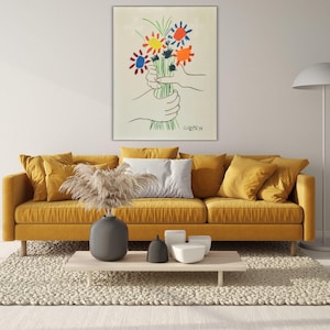Flower by Pablo Picasso Ready to Hang Wall Art, Pablo Picasso Art Canvas Print,Pablo Picasso Painting,Vintage Wall Art,Large Canvas Wall Art