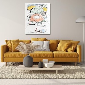 Salvador Dali kunst aan de muur, gedichten van Mao Tse-Tung, de schildpad canvas, Salvador Dali canvas kunst, Salvador Dali schilderijen, klaar om canvas op te hangen