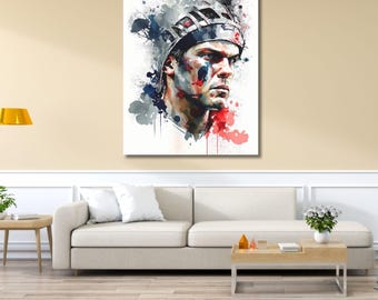 Tom Brady Poster, Tom Brady Canvas Framed Wall Art , Tom Brady Print, Football Print, Sports Wall Art, Man Cave, Gift, Kids Room Decor Art