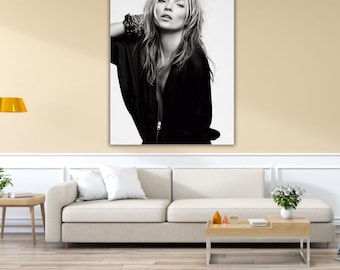 Kate Moss Poster,Kate Moss Ready to Hang Canvas Wall Art Fashion Print Life is Joke Fashion Print Fashion Wall Art Oversize Wall Art, Gift