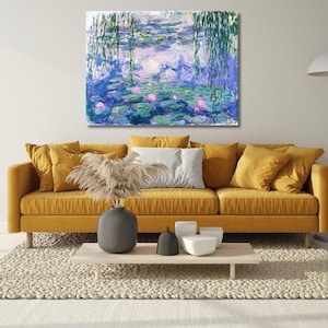 Claude Monet Art, Water Lilies Wall Art, Impressionist Landscape Painting, Garden Print, Flower Print, Monet Wall Art, Ready To Hang Canvas
