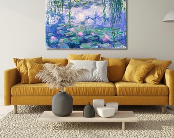 Claude Monet Art, Water Lilies Wall Art, Impressionist Landscape Painting, Garden Print, Flower Print, Monet Wall Art, Ready To Hang Canvas