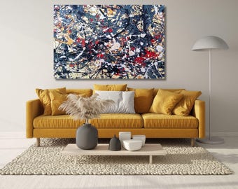 Jackson Pollock Print Canvas Extra Large Canvas Wall Art Abstract Wall Art Home Living Room Decor Jackson Pollock Convergence,Ready to Hang