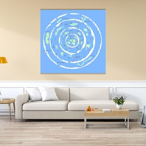 The World Beyond The Ice Wall Flat Earth Map Ready to Hang Wall Art Large World Map Wall Chart Flat Earth Map Semi-Glossy Canvas Print Art