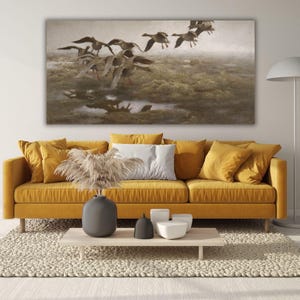 Wildgeese Settling (1907) By Bruno Liljefors, Bruno Liljefors Print Quality Framed Canvas Wall Art Poster, Print, Landscape Canvas Wall Art