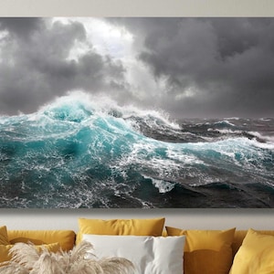 Waves Art Waves in Ocean Poster, Waves Extra Large Art,Waves Large Wall Art Waves Photo Waves Poster Waves Print, Ready to Hang Waves Canvas
