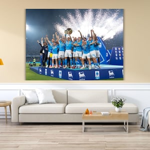 Serie A 2024-2025 Champions SSC Napoli Canvas Quality Print Framed Wall Art SSC Napoli Poster Man Cave Wall Art SSC Napoli Print Soccer Game